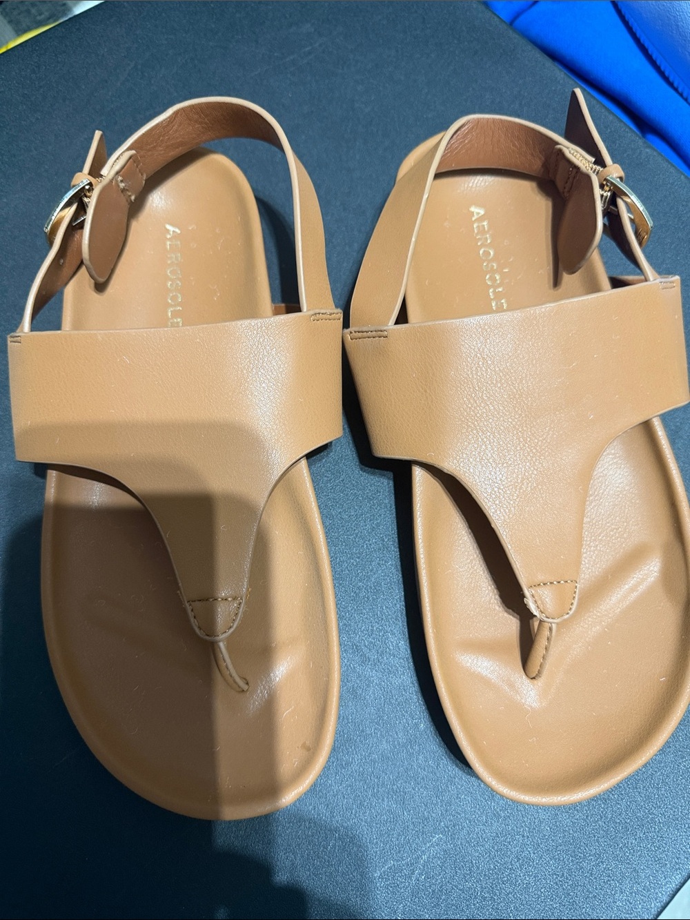 AEROSOLES Tan Leather Thong Slingback Sandal